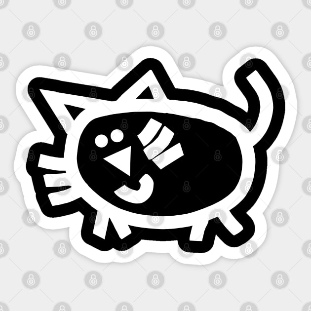 Minimal Kitty Cat Selfie in White as Kitten Sticker by ellenhenryart